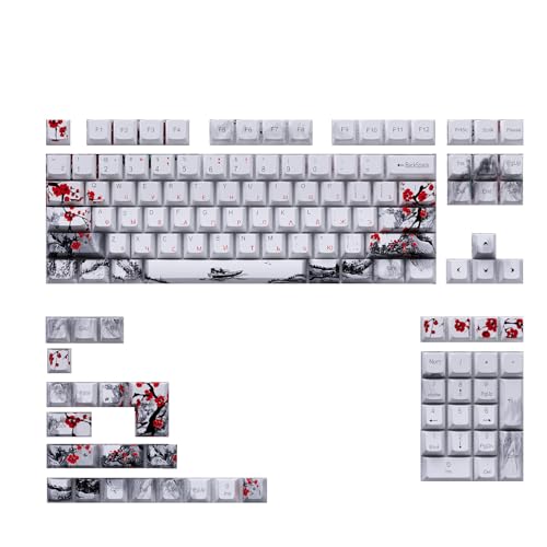 Tasten mit Pflaumenblüten, 128 Tasten, OEM, 5 Seiten, Sublimationstasten für mechanische Tastatur mit mehreren Sprachen von Psdndeww