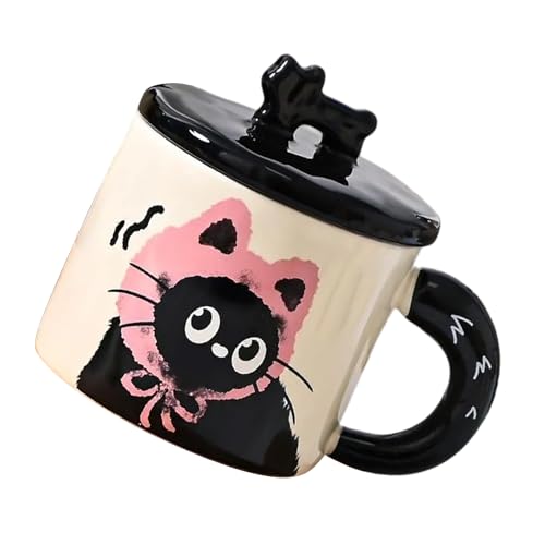 Tragbare Keramiktasse mit Katzen-Persönlichkeit, 370 ml, Büro-Kaffeetasse zum Trinken von Psdndeww