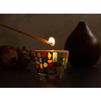 Handgemachte Mosaik Kerzenhalter Bunt Acryl Fliesen Dekor von Psifida