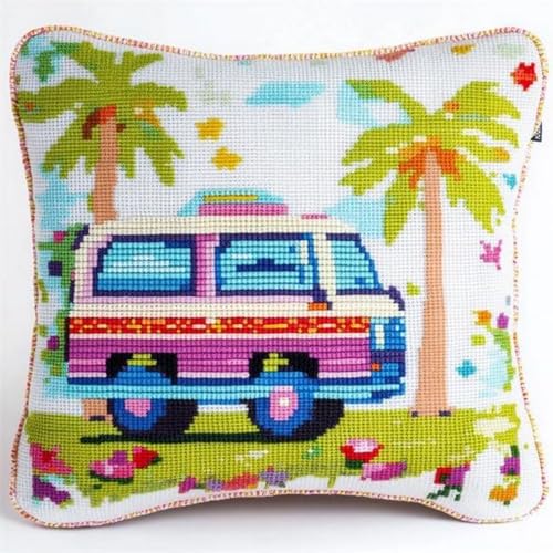 Pskgbxmu Gestempeltes Kreuzstich Kissen 45x45cm Auto DIY Kissen Stickerei Set für kreative Inneneinrichtung Handarbeitsset für erwachsene Anfänger Pskgbxmu Gestempeltes Kreuzstich Kissen 45x45cm Auto DIY Kissen Stickerei Set für kreative Inneneinrichtung Handarbeitsset für erwachsene Anfänger von Pskgbxmu