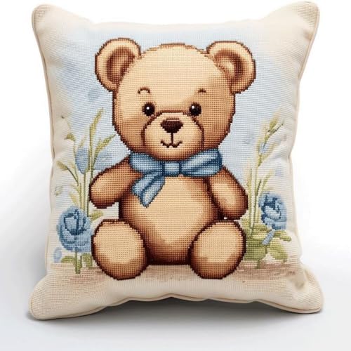 Pskgbxmu Gestempeltes Kreuzstich Kissen 45x45cm Bär DIY Kissen Stickerei Set für kreative Inneneinrichtung Handarbeitsset für erwachsene Anfänger Pskgbxmu Gestempeltes Kreuzstich Kissen 45x45cm Bär DIY Kissen Stickerei Set für kreative Inneneinrichtung Handarbeitsset für erwachsene Anfänger von Pskgbxmu