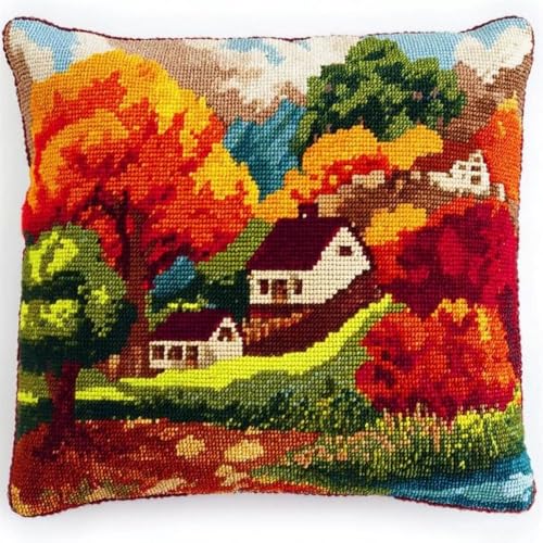Pskgbxmu Gestempeltes Kreuzstich Kissen 45x45cm Baumhaus DIY Kissen Stickerei Set für kreative Inneneinrichtung Handarbeitsset für erwachsene Anfänger Pskgbxmu Gestempeltes Kreuzstich Kissen 45x45cm Baumhaus DIY Kissen Stickerei Set für kreative Inneneinrichtung Handarbeitsset für erwachsene Anfänger von Pskgbxmu