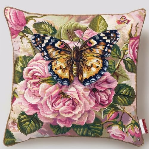 Pskgbxmu Gestempeltes Kreuzstich Kissen 45x45cm Blume und Schmetterling DIY Kissen Stickerei Set für kreative Inneneinrichtung Handarbeitsset für erwachsene Anfänger Pskgbxmu Gestempeltes Kreuzstich Kissen 45x45cm Blume und Schmetterling DIY Kissen Stickerei Set für kreative Inneneinrichtung Handarbeitsset für erwachsene Anfänger von Pskgbxmu