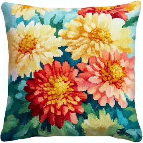 Pskgbxmu Gestempeltes Kreuzstich Kissen 45x45cm Blumen DIY Kissen Stickerei Set für kreative Inneneinrichtung Handarbeitsset für erwachsene Anfänger Pskgbxmu Gestempeltes Kreuzstich Kissen 45x45cm Blumen DIY Kissen Stickerei Set für kreative Inneneinrichtung Handarbeitsset für erwachsene Anfänger von Pskgbxmu
