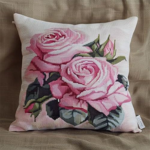 Pskgbxmu Gestempeltes Kreuzstich Kissen 45x45cm Blumen DIY Kissen Stickerei Set für kreative Inneneinrichtung Handarbeitsset für erwachsene Anfänger Pskgbxmu Gestempeltes Kreuzstich Kissen 45x45cm Blumen DIY Kissen Stickerei Set für kreative Inneneinrichtung Handarbeitsset für erwachsene Anfänger von Pskgbxmu