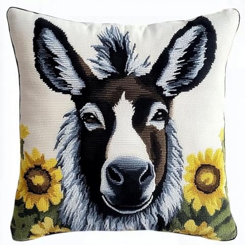 Pskgbxmu Gestempeltes Kreuzstich Kissen 45x45cm Esel DIY Kissen Stickerei Set für kreative Inneneinrichtung Handarbeitsset für erwachsene Anfänger Pskgbxmu Gestempeltes Kreuzstich Kissen 45x45cm Esel DIY Kissen Stickerei Set für kreative Inneneinrichtung Handarbeitsset für erwachsene Anfänger von Pskgbxmu