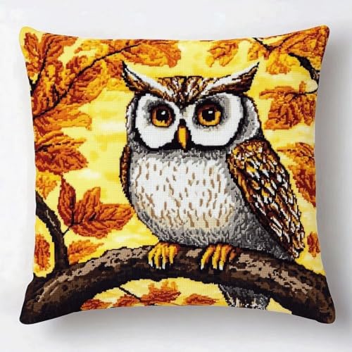 Pskgbxmu Gestempeltes Kreuzstich Kissen 45x45cm Eule DIY Kissen Stickerei Set für kreative Inneneinrichtung Handarbeitsset für erwachsene Anfänger Pskgbxmu Gestempeltes Kreuzstich Kissen 45x45cm Eule DIY Kissen Stickerei Set für kreative Inneneinrichtung Handarbeitsset für erwachsene Anfänger von Pskgbxmu