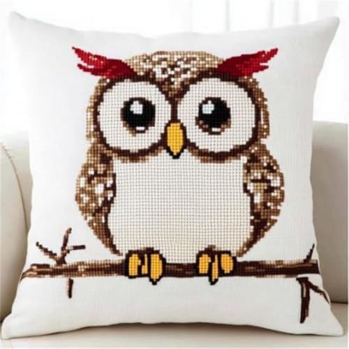 Pskgbxmu Gestempeltes Kreuzstich Kissen 45x45cm Eule DIY Kissen Stickerei Set für kreative Inneneinrichtung Handarbeitsset für erwachsene Anfänger Pskgbxmu Gestempeltes Kreuzstich Kissen 45x45cm Eule DIY Kissen Stickerei Set für kreative Inneneinrichtung Handarbeitsset für erwachsene Anfänger von Pskgbxmu