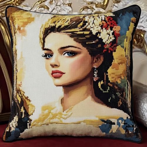 Pskgbxmu Gestempeltes Kreuzstich Kissen 45x45cm Europäisches Mädchen DIY Kissen Stickerei Set für kreative Inneneinrichtung Handarbeitsset für erwachsene Anfänger Pskgbxmu Gestempeltes Kreuzstich Kissen 45x45cm Europäisches Mädchen DIY Kissen Stickerei Set für kreative Inneneinrichtung Handarbeitsset für erwachsene Anfänger von Pskgbxmu