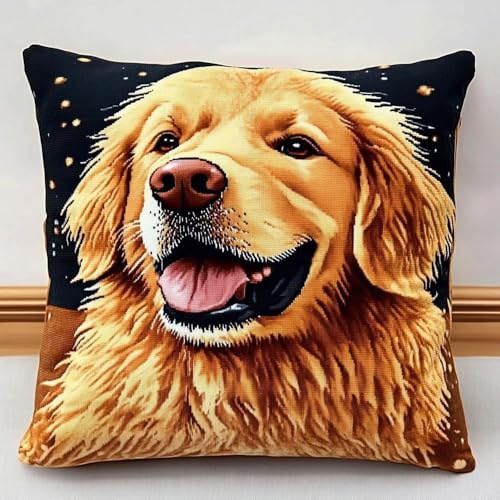 Pskgbxmu Gestempeltes Kreuzstich Kissen 45x45cm Golden Retriever DIY Kissen Stickerei Set für kreative Inneneinrichtung Handarbeitsset für erwachsene Anfänger Pskgbxmu Gestempeltes Kreuzstich Kissen 45x45cm Golden Retriever DIY Kissen Stickerei Set für kreative Inneneinrichtung Handarbeitsset für erwachsene Anfänger von Pskgbxmu