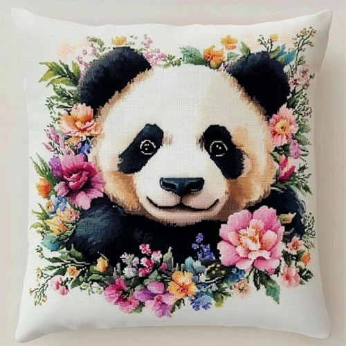Pskgbxmu Gestempeltes Kreuzstich Kissen 45x45cm Großer Panda DIY Kissen Stickerei Set für kreative Inneneinrichtung Handarbeitsset für erwachsene Anfänger Pskgbxmu Gestempeltes Kreuzstich Kissen 45x45cm Großer Panda DIY Kissen Stickerei Set für kreative Inneneinrichtung Handarbeitsset für erwachsene Anfänger von Pskgbxmu