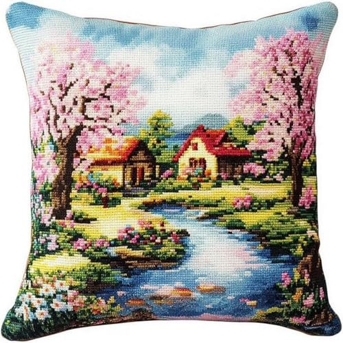 Pskgbxmu Gestempeltes Kreuzstich Kissen 45x45cm Haus DIY Kissen Stickerei Set für kreative Inneneinrichtung Handarbeitsset für erwachsene Anfänger Pskgbxmu Gestempeltes Kreuzstich Kissen 45x45cm Haus DIY Kissen Stickerei Set für kreative Inneneinrichtung Handarbeitsset für erwachsene Anfänger von Pskgbxmu