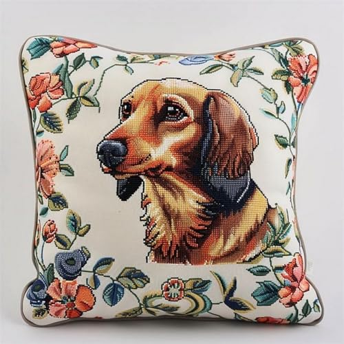 Pskgbxmu Gestempeltes Kreuzstich Kissen 45x45cm Hund DIY Kissen Stickerei Set für kreative Inneneinrichtung Handarbeitsset für erwachsene Anfänger Pskgbxmu Gestempeltes Kreuzstich Kissen 45x45cm Hund DIY Kissen Stickerei Set für kreative Inneneinrichtung Handarbeitsset für erwachsene Anfänger von Pskgbxmu