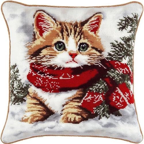 Pskgbxmu Gestempeltes Kreuzstich Kissen 45x45cm Katze DIY Kissen Stickerei Set für kreative Inneneinrichtung Handarbeitsset für erwachsene Anfänger Pskgbxmu Gestempeltes Kreuzstich Kissen 45x45cm Katze DIY Kissen Stickerei Set für kreative Inneneinrichtung Handarbeitsset für erwachsene Anfänger von Pskgbxmu