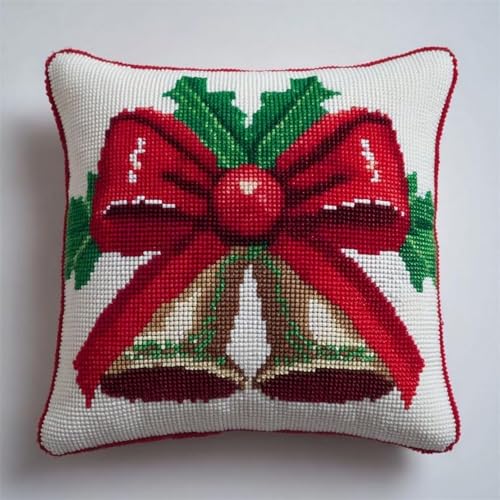 Pskgbxmu Gestempeltes Kreuzstich Kissen 45x45cm Klingelton DIY Kissen Stickerei Set für kreative Inneneinrichtung Handarbeitsset für erwachsene Anfänger von Pskgbxmu