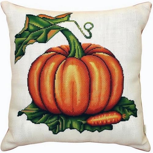 Pskgbxmu Gestempeltes Kreuzstich Kissen 45x45cm Kürbis DIY Kissen Stickerei Set für kreative Inneneinrichtung Handarbeitsset für erwachsene Anfänger Pskgbxmu Gestempeltes Kreuzstich Kissen 45x45cm Kürbis DIY Kissen Stickerei Set für kreative Inneneinrichtung Handarbeitsset für erwachsene Anfänger von Pskgbxmu