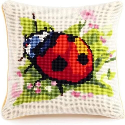 Pskgbxmu Gestempeltes Kreuzstich Kissen 45x45cm Marienkäfer DIY Kissen Stickerei Set für kreative Inneneinrichtung Handarbeitsset für erwachsene Anfänger Pskgbxmu Gestempeltes Kreuzstich Kissen 45x45cm Marienkäfer DIY Kissen Stickerei Set für kreative Inneneinrichtung Handarbeitsset für erwachsene Anfänger von Pskgbxmu