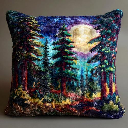 Pskgbxmu Gestempeltes Kreuzstich Kissen 45x45cm Nachtwald DIY Kissen Stickerei Set für kreative Inneneinrichtung Handarbeitsset für erwachsene Anfänger Pskgbxmu Gestempeltes Kreuzstich Kissen 45x45cm Nachtwald DIY Kissen Stickerei Set für kreative Inneneinrichtung Handarbeitsset für erwachsene Anfänger von Pskgbxmu