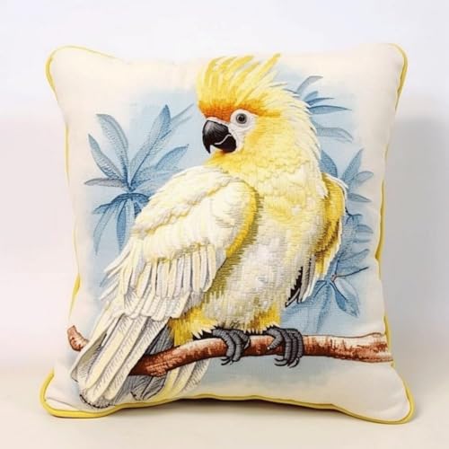 Pskgbxmu Gestempeltes Kreuzstich Kissen 45x45cm Papagei DIY Kissen Stickerei Set für kreative Inneneinrichtung Handarbeitsset für erwachsene Anfänger Pskgbxmu Gestempeltes Kreuzstich Kissen 45x45cm Papagei DIY Kissen Stickerei Set für kreative Inneneinrichtung Handarbeitsset für erwachsene Anfänger von Pskgbxmu