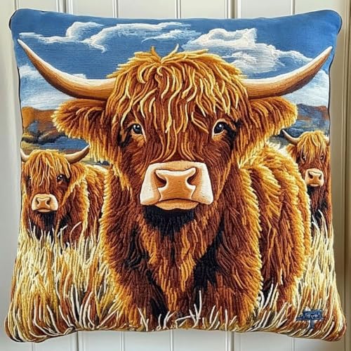 Pskgbxmu Gestempeltes Kreuzstich Kissen 45x45cm Prärierind DIY Kissen Stickerei Set für kreative Inneneinrichtung Handarbeitsset für erwachsene Anfänger Pskgbxmu Gestempeltes Kreuzstich Kissen 45x45cm Prärierind DIY Kissen Stickerei Set für kreative Inneneinrichtung Handarbeitsset für erwachsene Anfänger von Pskgbxmu
