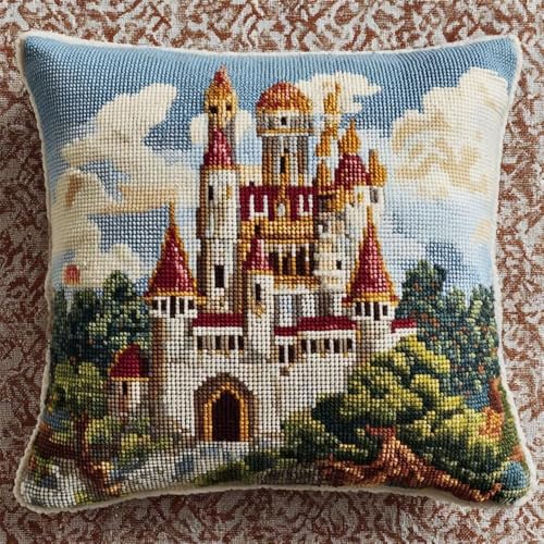 Pskgbxmu Gestempeltes Kreuzstich Kissen 45x45cm Schloss DIY Kissen Stickerei Set für kreative Inneneinrichtung Handarbeitsset für erwachsene Anfänger Pskgbxmu Gestempeltes Kreuzstich Kissen 45x45cm Schloss DIY Kissen Stickerei Set für kreative Inneneinrichtung Handarbeitsset für erwachsene Anfänger von Pskgbxmu