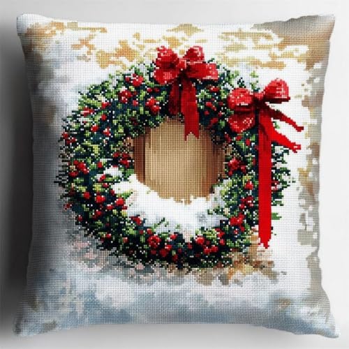 Pskgbxmu Gestempeltes Kreuzstich Kissen 45x45cm Schneeflocken-Weihnachtsknoten DIY Kissen Stickerei Set für kreative Inneneinrichtung Handarbeitsset für erwachsene Anfänger Pskgbxmu Gestempeltes Kreuzstich Kissen 45x45cm Schneeflocken-Weihnachtsknoten DIY Kissen Stickerei Set für kreative Inneneinrichtung Handarbeitsset für erwachsene Anfänger von Pskgbxmu