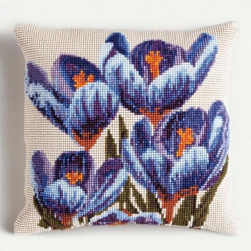 Pskgbxmu Gestempeltes Kreuzstich Kissen 45x45cm Tulpe DIY Kissen Stickerei Set für kreative Inneneinrichtung Handarbeitsset für erwachsene Anfänger von Pskgbxmu