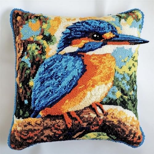 Pskgbxmu Gestempeltes Kreuzstich Kissen 45x45cm Wasservogel DIY Kissen Stickerei Set für kreative Inneneinrichtung Handarbeitsset für erwachsene Anfänger von Pskgbxmu
