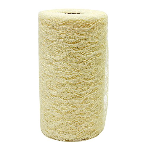 PsmGoods® Vintage Spitze Rolle Tischläufer Stuhl Schärpe für Hochzeit Festival Event Stuhl Tischdekoration 15 cm x 22 m (cremefarben) von PsmGoods