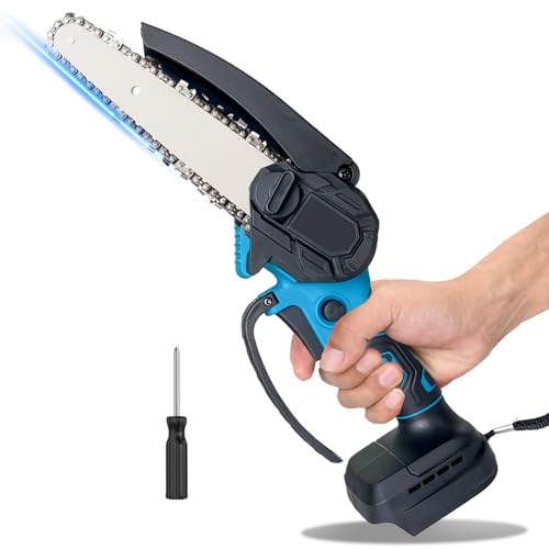 Mini Kettensäge 6 Zoll Mini Kettensäge Elektro für Makita Akku, Handkettensäge für Gartenscheren Astschere Holzschneidenz (ohne Akku) von Psogpone