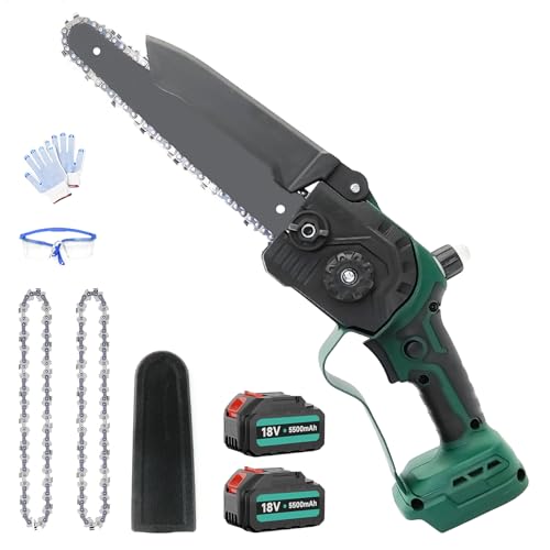 Mini Kettensäge Mit 2 * 5500mAh Akku, 8 Zoll Mini Kettensäge Elektro für Makita, Elektrische Motorsäge mit Automatischem Ölsystem für Gartenscheren Astschere Holzschneidenz von Psogpone