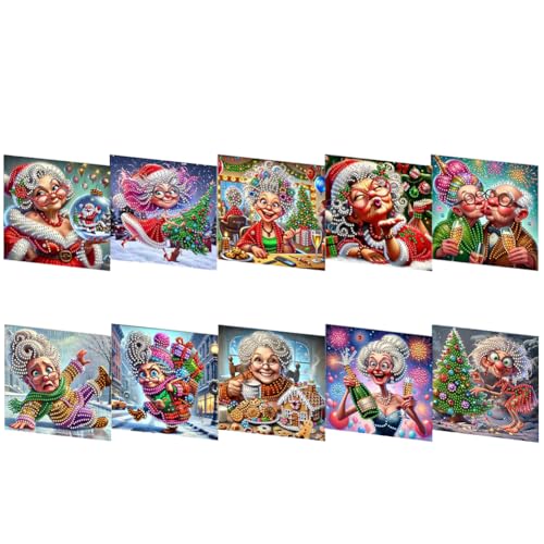 PsraGoor 10-teiliges Grußkarten-Set mit Strasssteinen, Mosaik-Postkarten für Weihnachten, Geburtstage, Erntedankfest und besondere Anlässe von PsraGoor