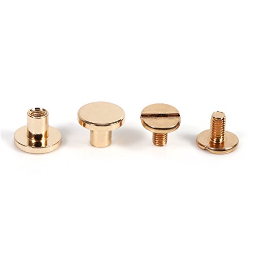 10 Sätze Massiv Messing Bolzen Nagel Schraube Nieten Rückseite Leder Craft Flachriemen für DIY Leder Dekoration Buchbinderei Rund Flachkopf Bolzenschraube 5/6,5 / 8mm(6.5mm) von Pssopp