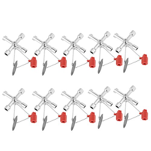 10 Stück Kreuzschlüssel-Schrankschlüssel, multifunktionale Handwerkzeuge für elektrische Schrankkästen, Zugtüren, Wasserzählerventile von Pssopp