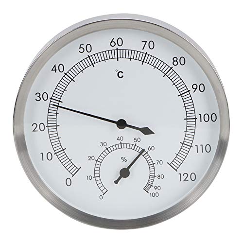 2 in 1 Edelstahl-Thermometer-Hygrometer, Thermo-Hygrometer Stabile Leistung, verschleißfest und hochtemperaturbeständig für Sauna-Dampfbäder von Pssopp