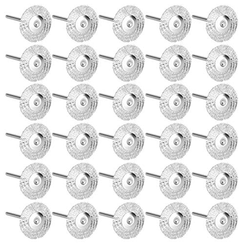 30 Stück Drahtbürsten Bürsten Draht Pinsel Set Polieren Reinigung Drehwerkzeug für Bohrmaschine rotierende Werkzeuge(Stahldraht) von Pssopp