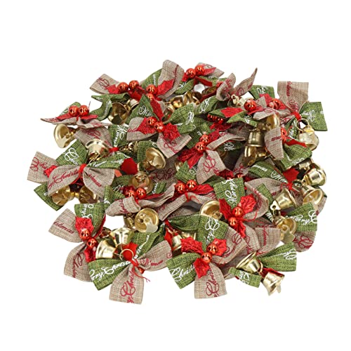 50 StüCk Weihnachtsglocken Schleife Chrstmas Mini Bowknot Ornament Craft Xmas Bow FüR Home Party Office von Pssopp
