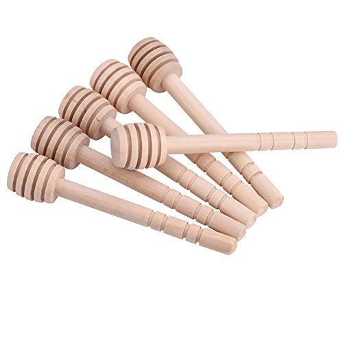 50 Stück/Set Mini-Honiglöffel aus Holz, Gerilltes Design, Einfach zu Bedienen, Bietet Optimale Dosierung für Honig mit Langem Griff, Sprühgerät für Sirup, Melasse (Exquisite 10 cm) von Pssopp