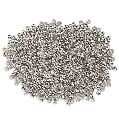 500Pcs 4Colors Metallabstandshalter Crimpperlen Metall Rondelle Tiny Crimpperlen Schmuck Armbandherstellung Klemmperlen für die Schmuckherstellung(Silber) von Pssopp