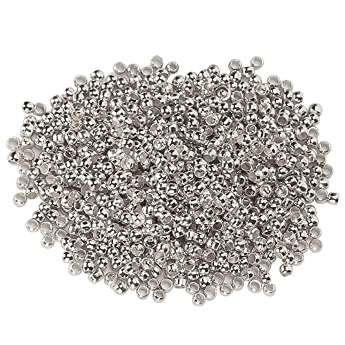 500Pcs 4 Colors Metallabstandshalter Crimpperlen Metall Rondelle Tiny Crimpperlen Schmuck Armbandherstellung Klemmperlen für die Schmuckherstellung (Silber) von Pssopp