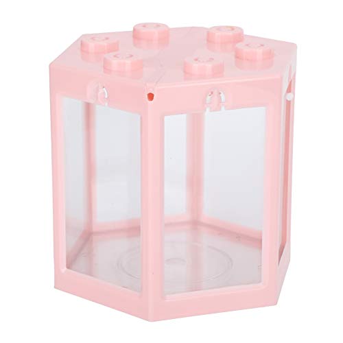 Betta Aquarium für Aquarien Mini Aquarium Kleines Hex Aquarium Betta Fish Goldfish Tank Desktop Kunststoff Aquarium für Wohnzimmer Büro Wohnkultur(Rosa) von Pssopp