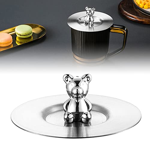 Deckel für Trinkbecher Edelstahl Becherdeckel Kaffeebecherdeckel Abgerundete Kanten Glänzende Oberfläche Künstlerischer Becherdeckel für Becher Glasbecher (Silber) von Pssopp