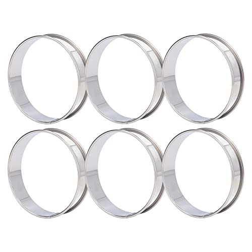 Dessertringe Tortenring Backringe Kuchenring 6 STÜCKE Runde Muffinringe Edelstahl Tart-Ringe Englische Muffin-Ringe für Kochen und Backen(8cm) von Pssopp
