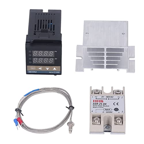 Digitaler Temperaturregler PID Temperaturregler Kit 0‑400℃ Digitaler intelligenter Thermostat REX C100 40A von Pssopp