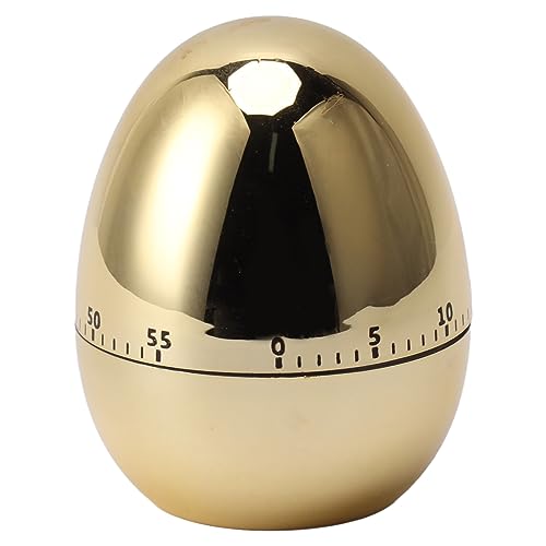 Eieruhr Mechanisch 60 Minuten Ei Timer Zeitmesser Eiförmige Eieruhr Kochwecker Zum Kochen, Lernen, Yoga Übungen (Gold) von Pssopp