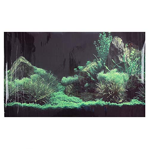 Hffheer Aquarium Hintergrund 3D Unterwasser Welt Hintergrund Aquarium Wasser Gras und Stein Muster Aufkleber Tapete Dekoration PVC Kleber Dekor Papier Frischhalte Aufkleber Poster(61 * 41cm) von Pssopp