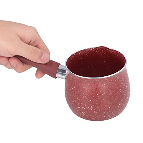 Pssopp Milchpfanne Alu Mini Milchkaffeekanne 10cm Kleine Milchkanne Tee Kaffee Ei Kochtopf mit Griff, perfekte Größe zum Erhitzen kleinerer flüssiger Portionen(Rot) von Pssopp