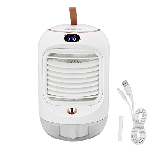 Mini-Klimaanlage, Luftbefeuchter, 3 Geschwindigkeiten, Luftkühler, USB-Aufladung, Nachtlicht, Wasserkühlung, Lüfter für Zuhause und Büro(Weiß) von Pssopp