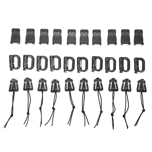 Molle Clips Molle Zubehör Web Dominator 30PCS Tactical Gear Clip Set Taktische Tasche Clip mit D-Ring für Tactical Backpack Bag (Schwarz) von Pssopp