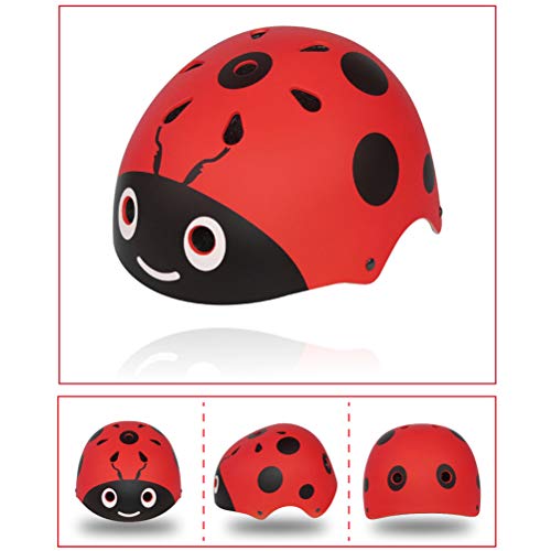 Pssopp , die Schutzmauerkäfer -Kinderradhelm, Leichtes und Komfortables, Süßes Design, Einstellbare Passform, Stoßfestigkeit, Multifunktionaler Gebrauch, Ideal Zum Radfahren, (Rot) von Pssopp